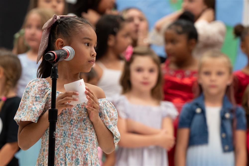 Students celebrate their diverse cultures and backgrounds during Bologna Elementary School's Celebration of Nations assembly.